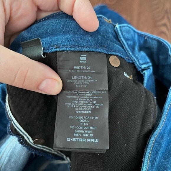 2/40$ G start skinny jeans 3301 bleu size 27 - Picture 3 of 6